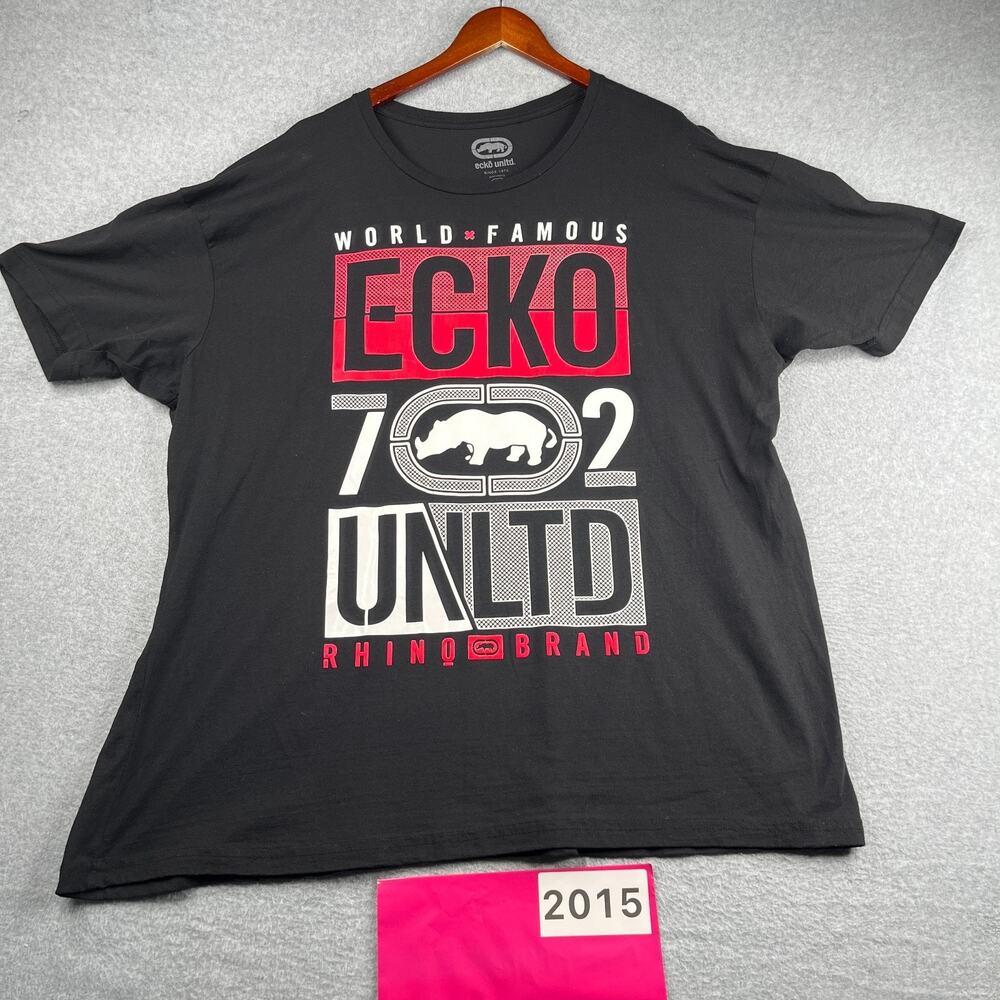 Ecko Unlimited Black Graphic Print T Shirt Mens 4XL Streetwear